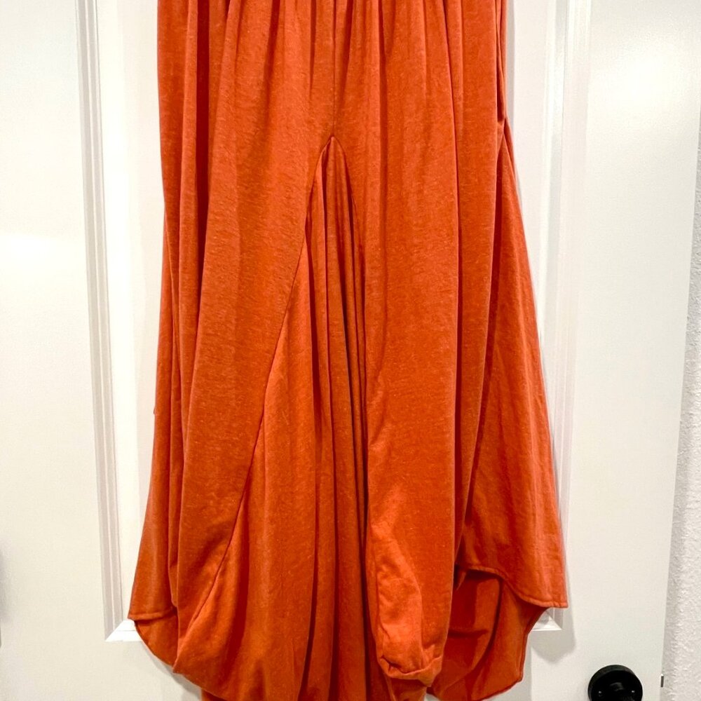 Thaluta Organic Cotton Burnt Orange Maxi Skirt Pockets Boho Ethical Festival-OS - Picture 12 of 14